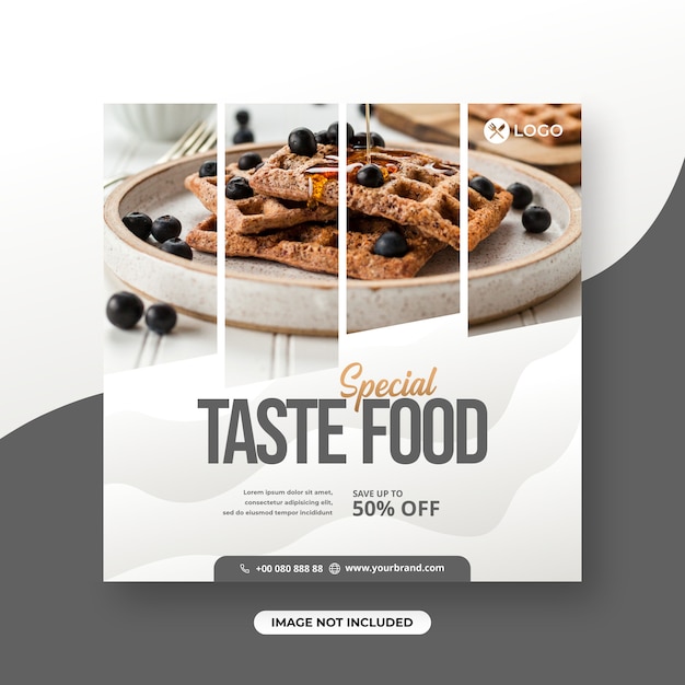 Restaurant of voedselmenu sociale media posttemplate speciaal smaakvoeding