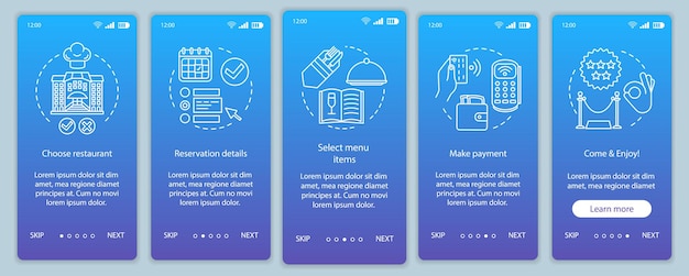 Restaurant onboarding mobile app page screen vector template