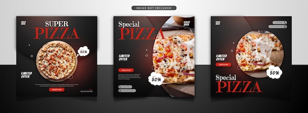 Vector restaurant pizza menu social media post template