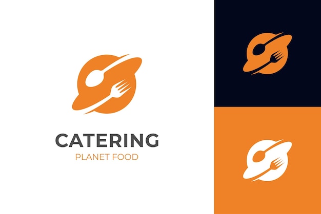 ビジネスケータリングアイコンシンボルベクトル要素のレストラン惑星食品ロゴ