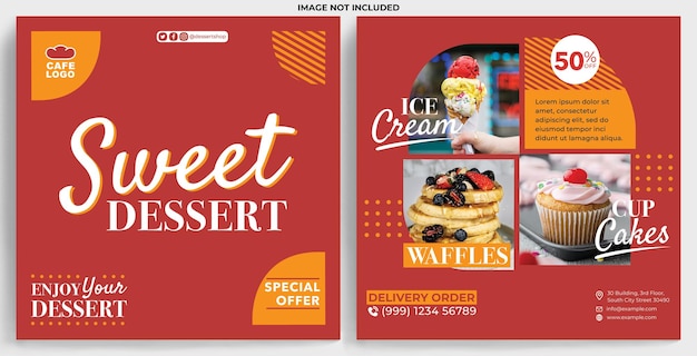 Modello instagram di feed di promozione del ristorante in stile di design moderno