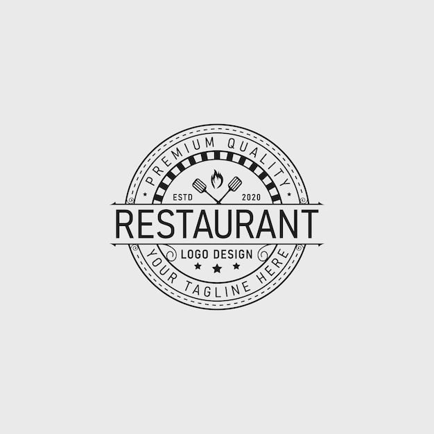 Vector restaurant retro badge logo design