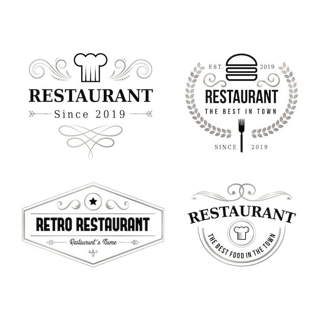 Restaurant retro brand logo set