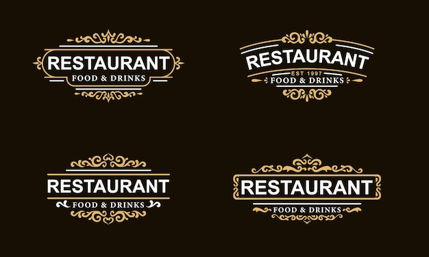 Collezione di logo retrò ristorante con stile retrò e vintage