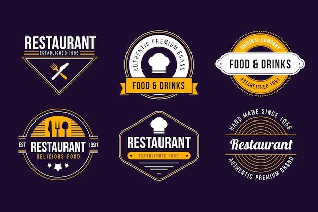 Vector restaurant retro logo set