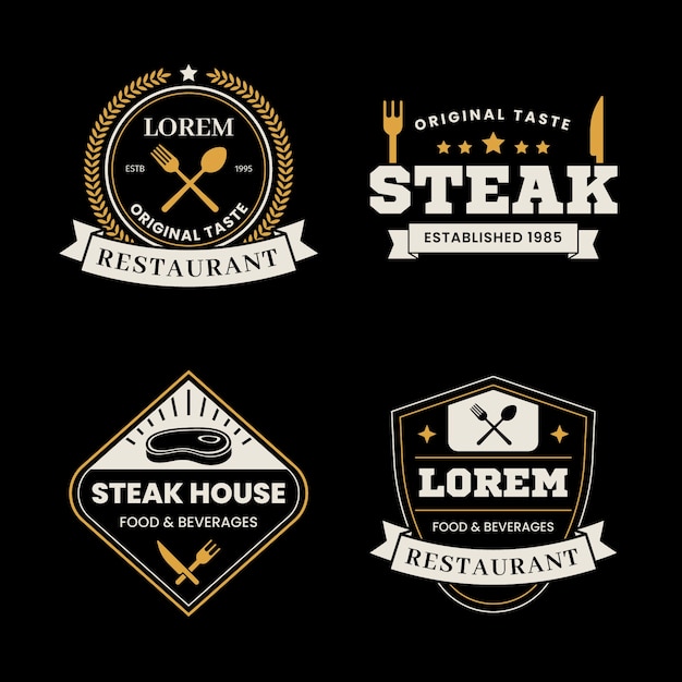 Restaurant retro logo template pack