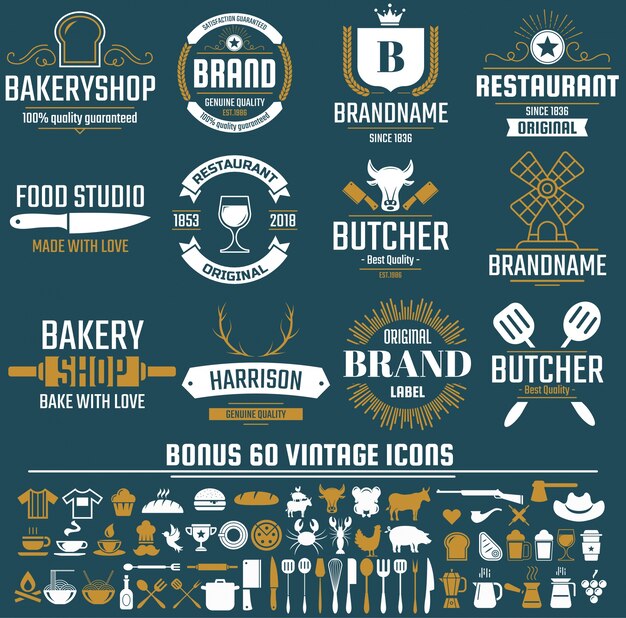 Restaurant retro vector logo for banner