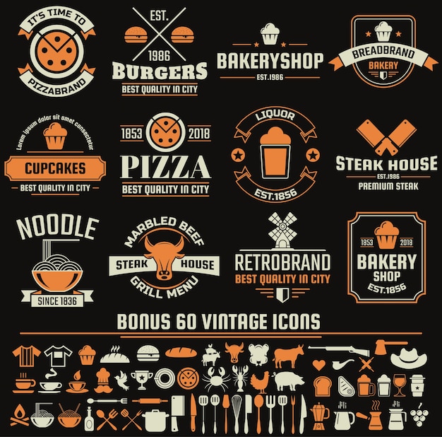 Restaurant retro vector logo voor banner