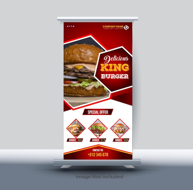 Restaurant roll up banner design template