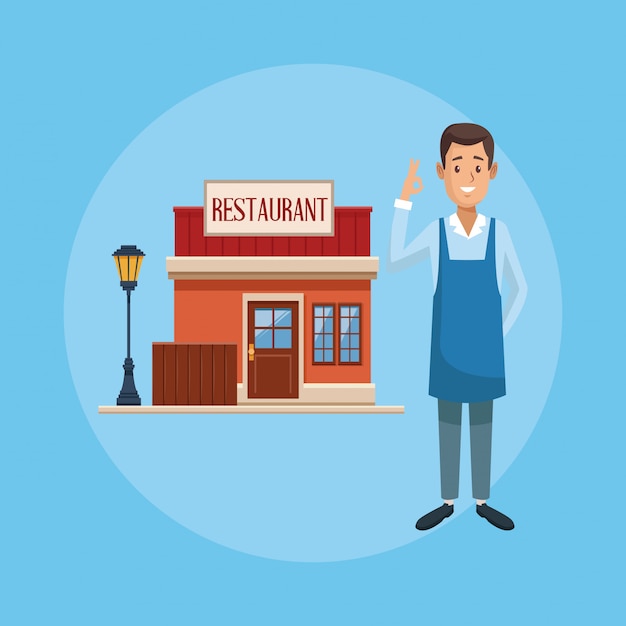 Restaurant shop and businessman