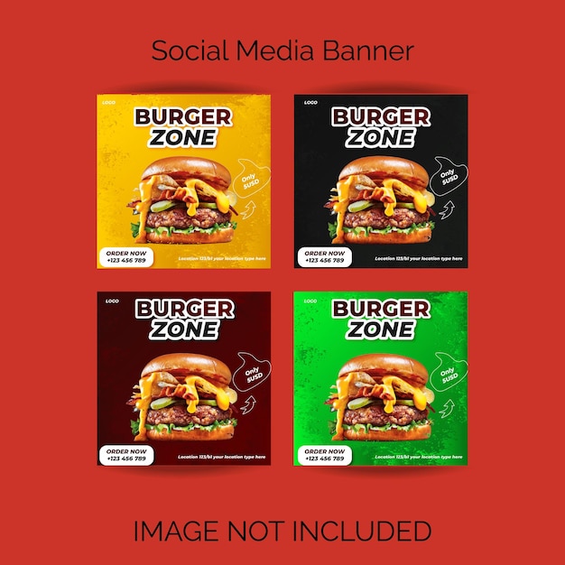 Restaurant Social Media Design 4 in 1