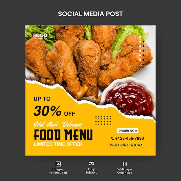 Restaurant social media food post-sjabloon