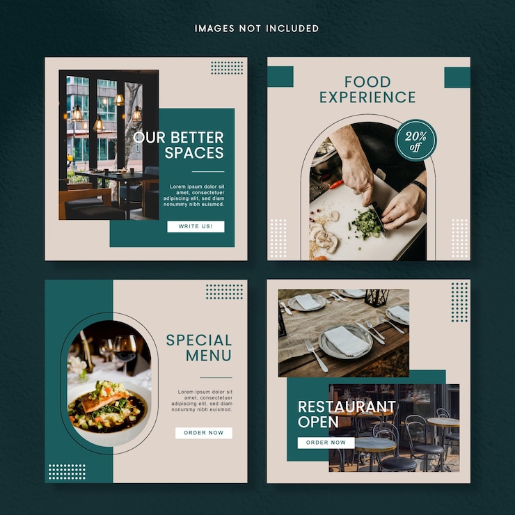 Restaurant social media post templates EPS