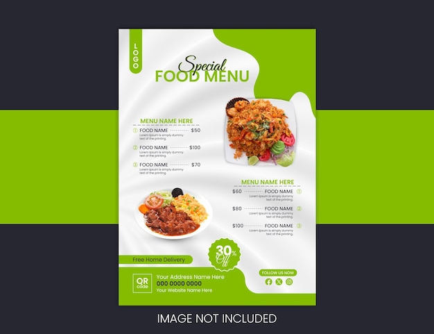 Vector restaurant special food menu design for print