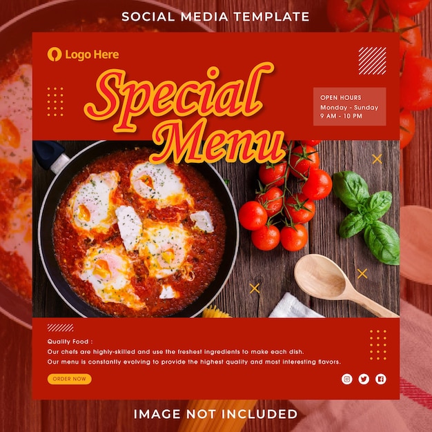 Restaurant special menu design instagram post template