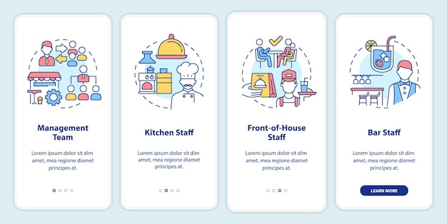 Schermata dell'app mobile per l'onboarding del personale del ristorante