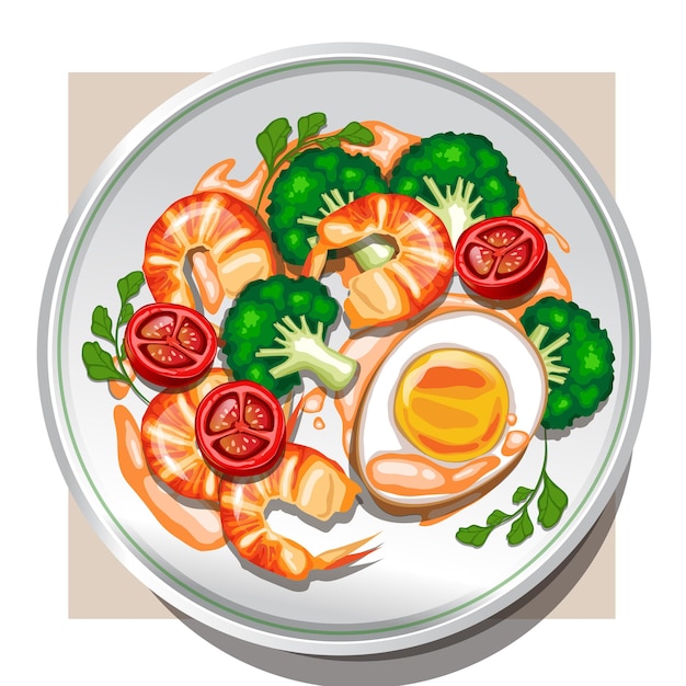 Vector restaurant style shrimp salad