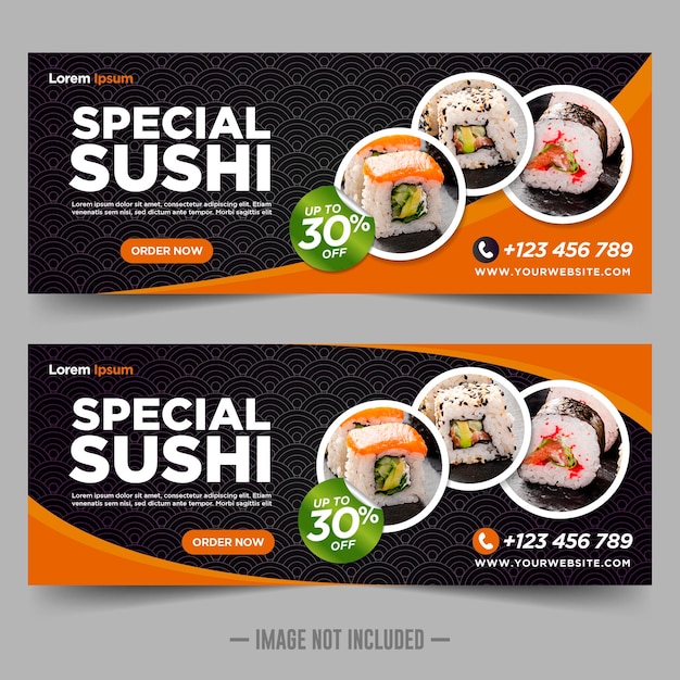 Шаблон дизайна баннера ресторана суши