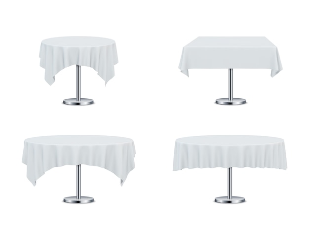 Restaurant tables with tablecloths. 