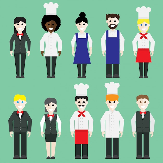 Restaurant team set vector.