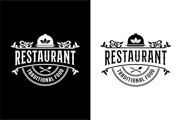 Restaurant traditional food vintage style design logo