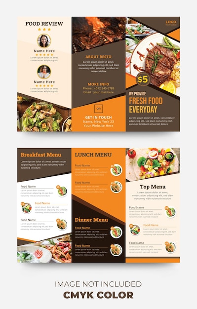 Restaurant trifold brochure design Fast food menu template