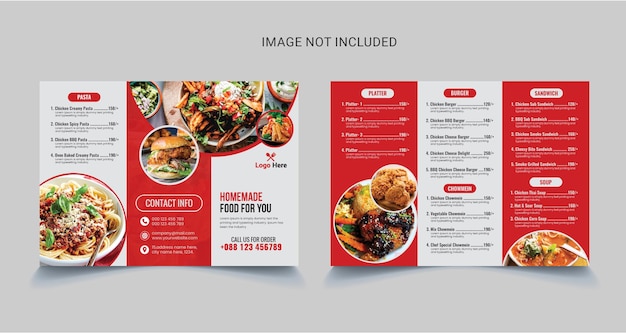 Restaurant trifold brochure design template