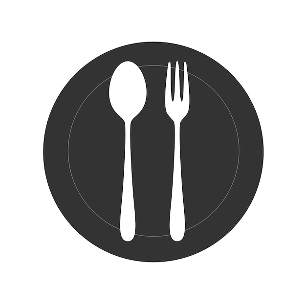 Vector restaurant utensil spoon plate fork. vector stock illustration