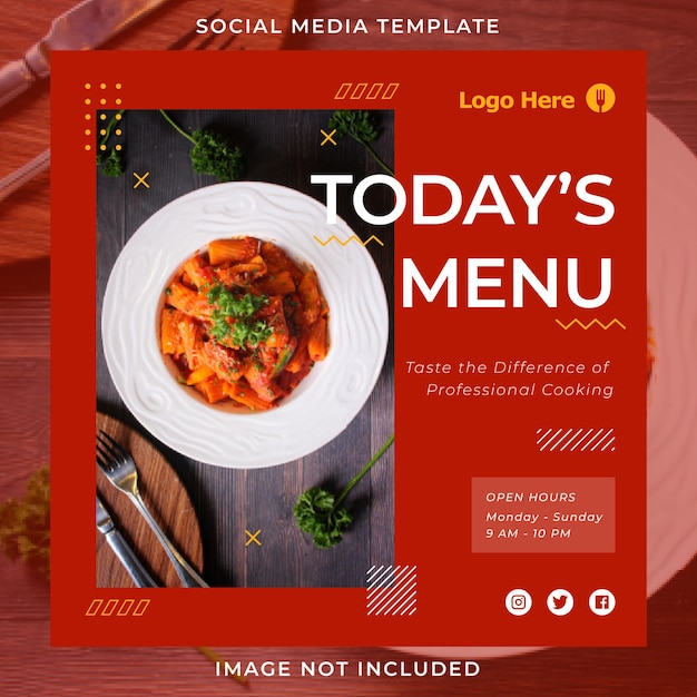 Restaurant van vandaag menu-ontwerp Instagram post-sjabloon