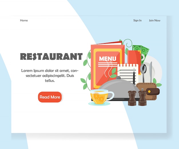 Restaurant vector website landing page banner template