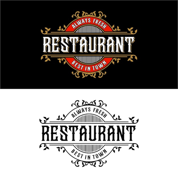 レストランのビンテージスタイルのデザインのロゴ