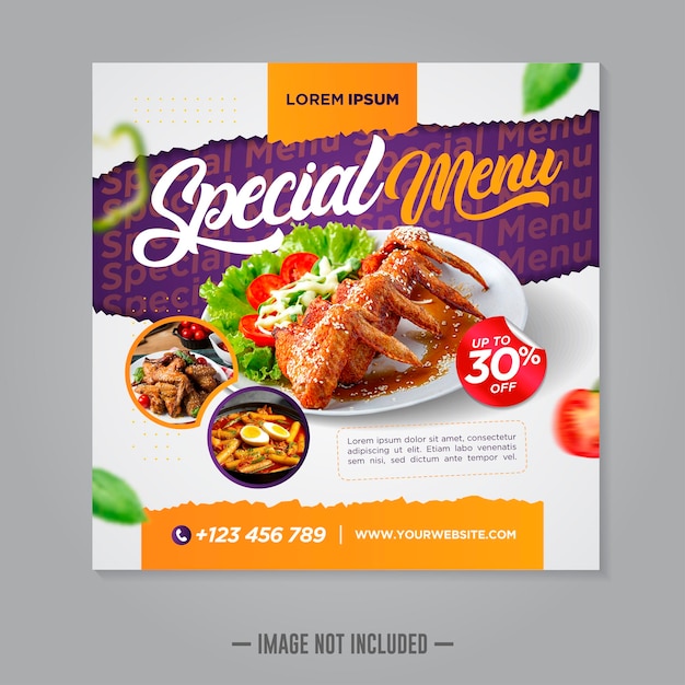 Restaurant voedsel sociale media banner post ontwerp sjabloon