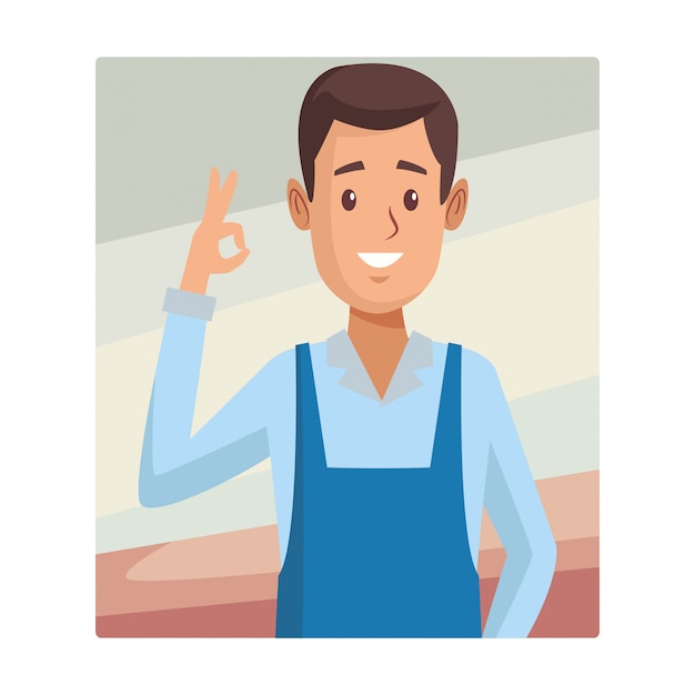 Vector restaurant waiter upperbody cartoon