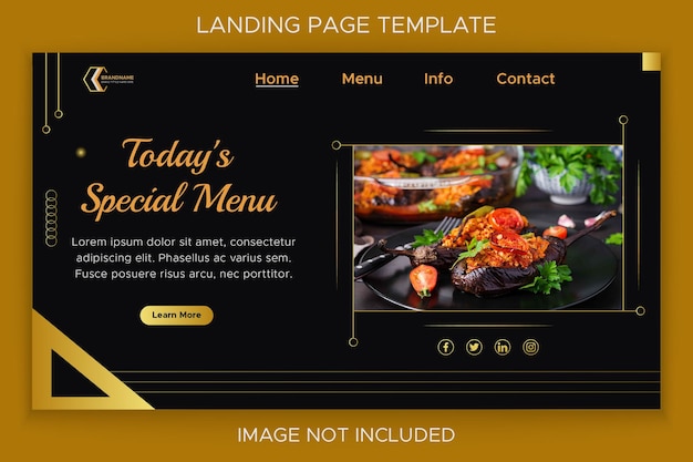 Restaurant website landing page template