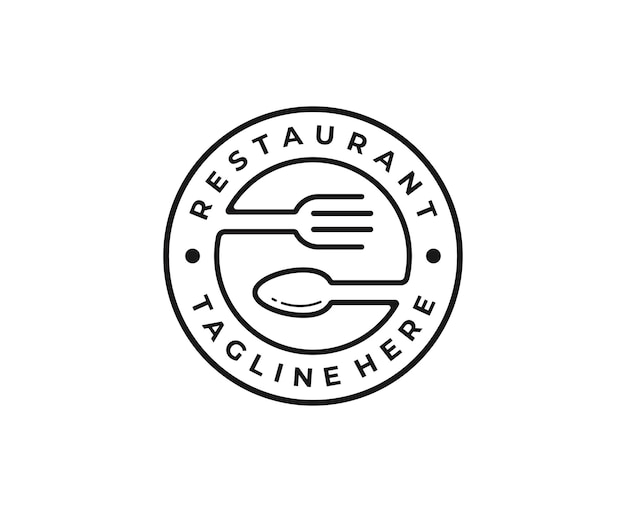 Ristorante con modello vettoriale di cucchiaio e forchetta logo design