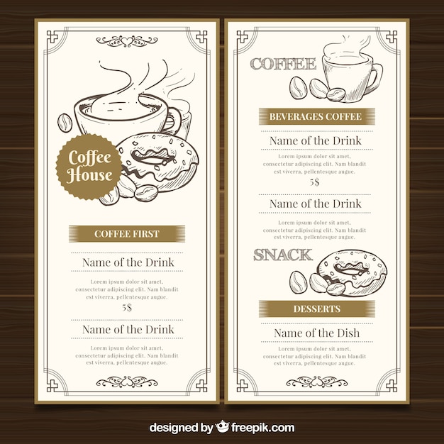 Vector restaurante menu template with coffee shop