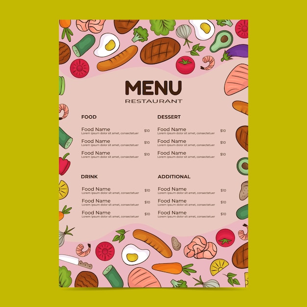 Restaurantmenu Handgetekende posterflyer