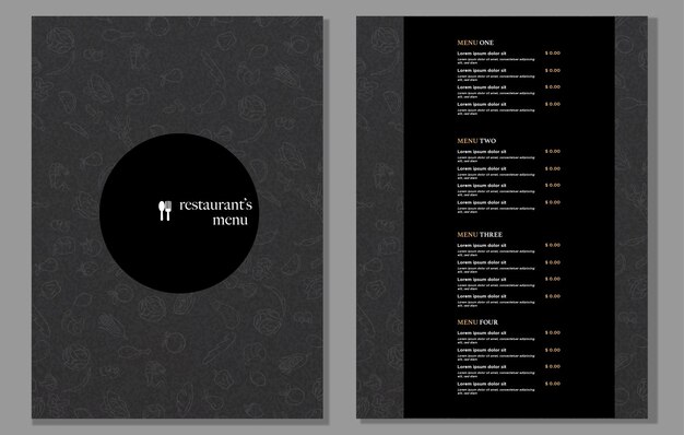 Restaurantmenu met voedselkrabbels