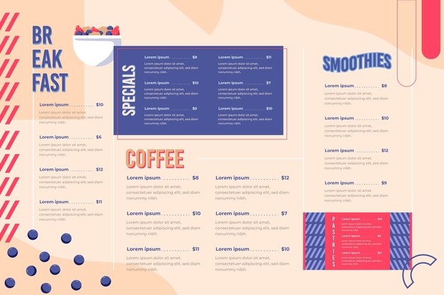 Restaurantmenu voor digitaal platform