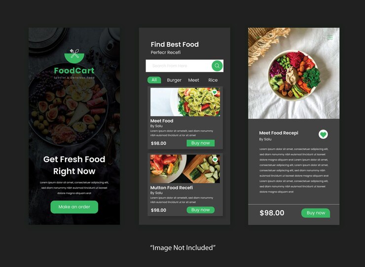 Vector restaurants mobile app ui kit design template