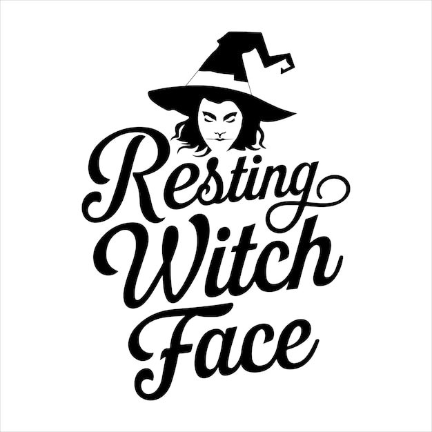 Resting Witch Face Halloween typografie silhouet vector kunst