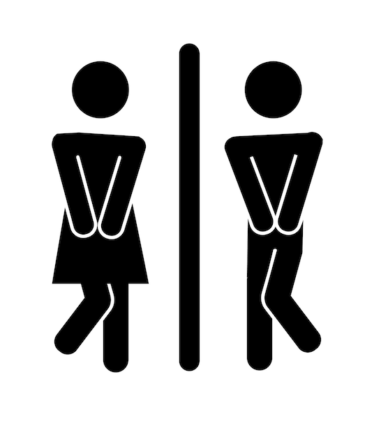 Vector restroom or bathroom for man and woman to peeing funny vector wc pictogram icon or sign world toilet day stickman bath room unisex clean the toilets