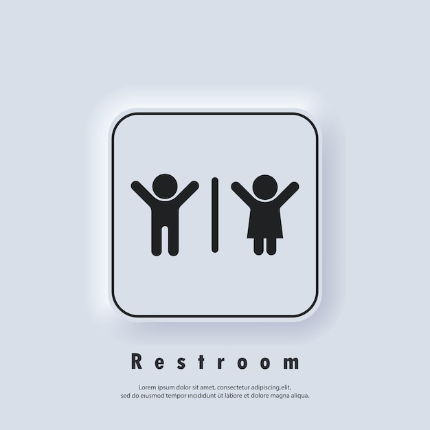 トイレのアイコン。男性と女性のトイレのシンボル。トイレアイコン。男性と女性。トイレトイレサイン。バスルームの性別記号。ベクター。 uiアイコン。 neumorphic uiuxの白いユーザーインターフェイスのwebボタン。ニューモルフィズム