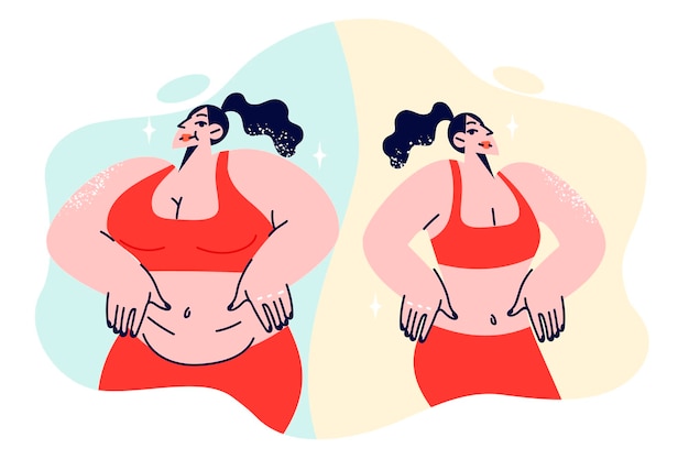 Result of weight loss for fat woman who got rid of extra pounds thanks to diets and fitness