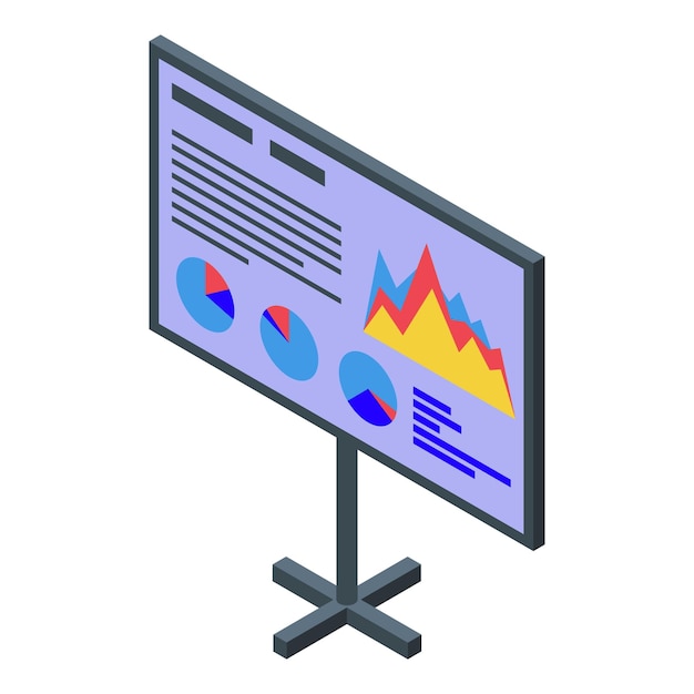 Vettore icona della scrivania dei risultati isometrica dell'icona vettoriale della scrivania dei risultati per il web design isolato su sfondo bianco