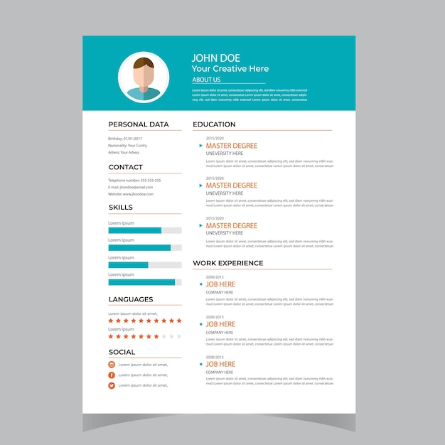 Resume and Cover Letter Template Minimalist resume cv template Cv professional jobs resume