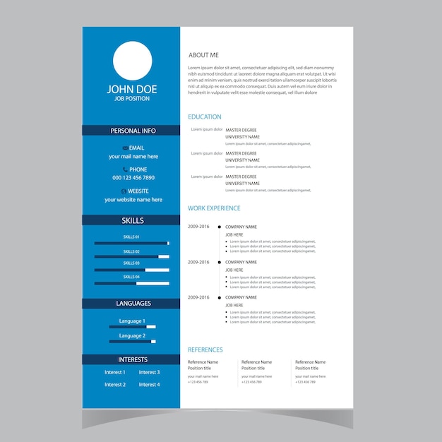 Modello di curriculum vitae e lettera di presentazione modello di cv minimalista modello di cv cv di lavoro professionale