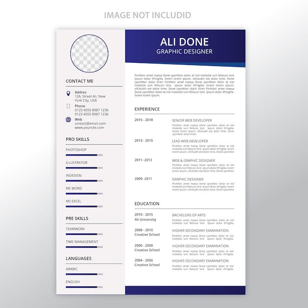 resume cv template printable