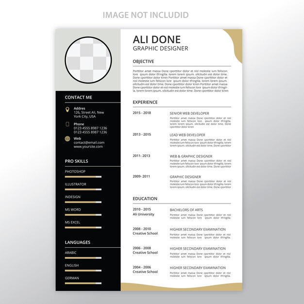 Resume cv template printable