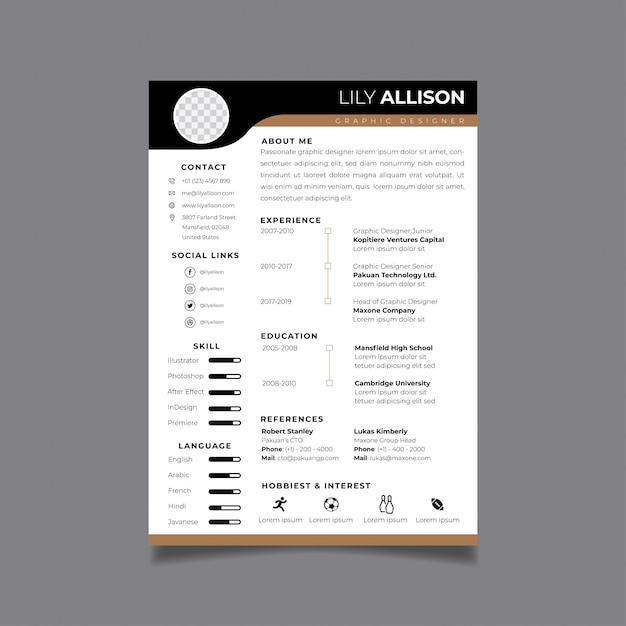 Resume design template minimalist cv